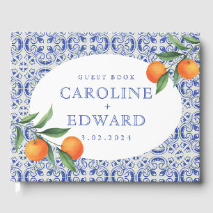 Livre D'or Aquarelle bleu Mariage méditerranéen