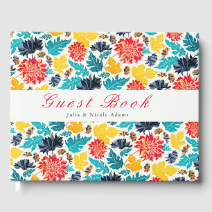 Livre D'or Aquarelle bleu naturel Jaune Mariage de tournesols