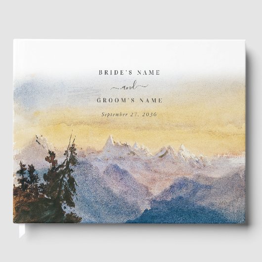 Livre D'or Aquarelle Blue Mountains Pine Mariage (Recto)