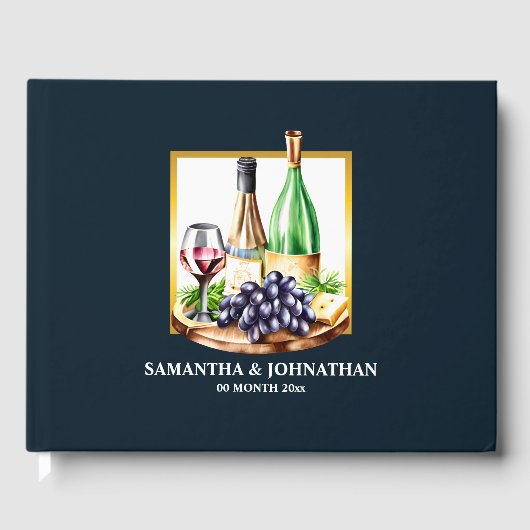 Livre D'or Aquarelle bouteilles de vin vignoble pays vinicole (Recto)