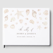 Livre D'or Aquarelle Coquillages Perles Mariage Boho Côtier (Recto)