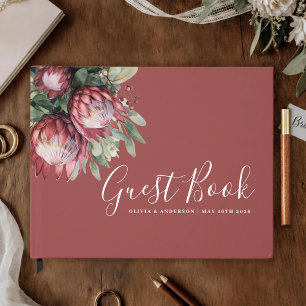 Livre D'or Aquarelle de Protea autochtone Boho floral Botaniq