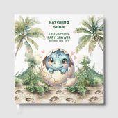 Livre D'or Aquarelle Dinosaure Hatching Bientôt Baby shower B (Recto)