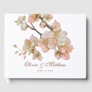 Livre D'or Aquarelle douce orangé rose printanière script
