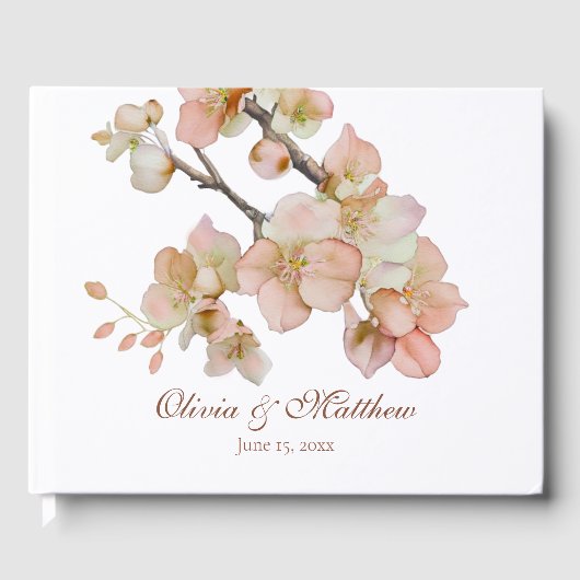 Livre D'or Aquarelle douce orangé rose printanière script (Recto)