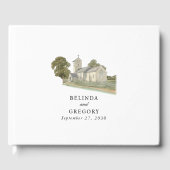 Livre D'or Aquarelle Eglise traditionnelle Monogramme Mariage (Recto)