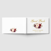Livre D'or Aquarelle Floral Bourgogne Mariage or (Complet)
