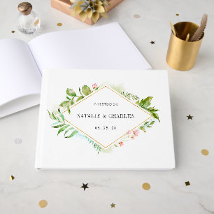 Livre D'or Aquarelle Floral Mariage de feuillage vert sauvage