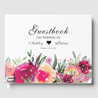 Livre D'or Aquarelle Floral Mariage rose