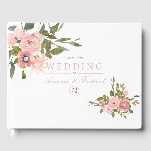 Livre D'or Aquarelle florale Blush rose Roses Mariage
