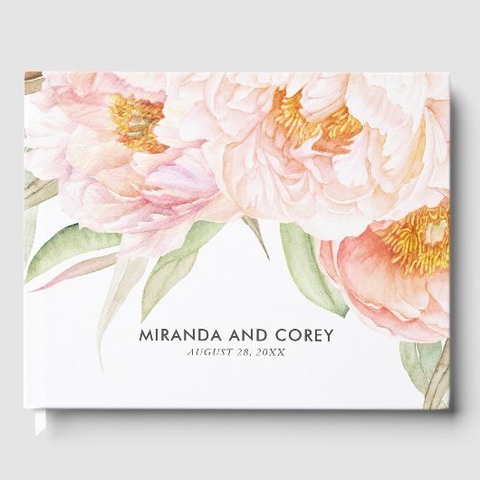 Livre D'or Aquarelle Florale Pink Peonies (Recto)