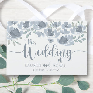 Livre D'or Aquarelle florale rustique Mariage bleu foncé