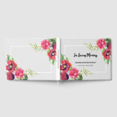 Livre D'or Aquarelle funéraire Rouge et rose Fleurs Gris (Complet)