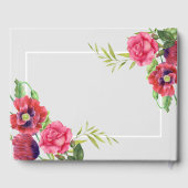 Livre D'or Aquarelle funéraire Rouge et rose Fleurs Gris (Verso)