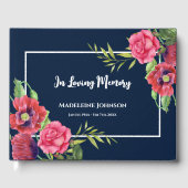 Livre D'or Aquarelle funéraire Rouge et rose Fleurs Marine Bl (Recto)