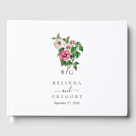 Livre D'or Aquarelle Hibiscus Tropical Mariage d'été (Recto)