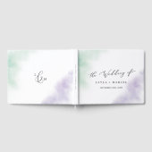 Livre D'or Aquarelle Laver vert violet Mariage Monogramme (Complet)