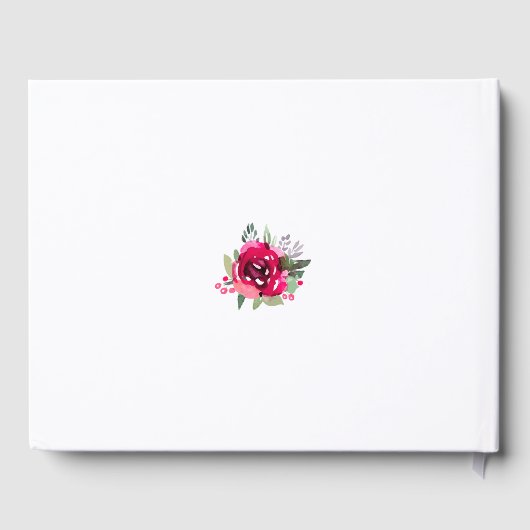 Livre D'or Aquarelle Mariage de fleurs rose chaud (Verso)