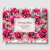 Livre D'or Aquarelle Mariage de fleurs rose chaud (Recto)