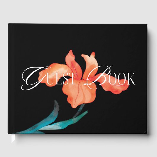 Livre D'or Aquarelle mexicaine Fleur Mariage noir (Recto)