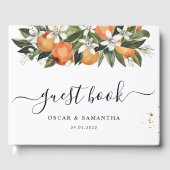 Livre D'or Aquarelle moderne orange et fleurs (Recto)