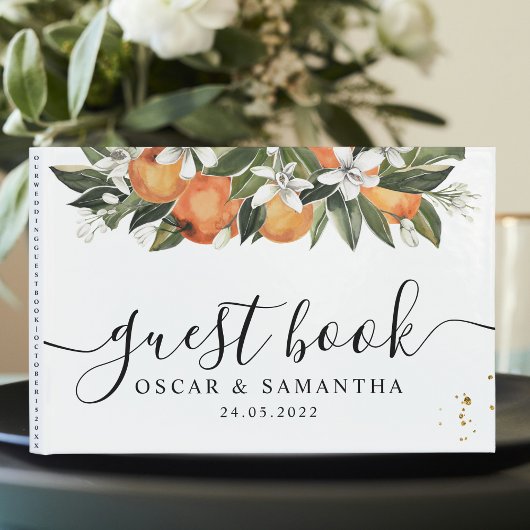 Livre D'or Aquarelle moderne orange et fleurs