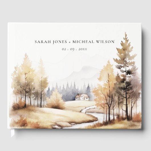 Livre D'or Aquarelle Muet Automne Mariage paysage Automne (Recto)