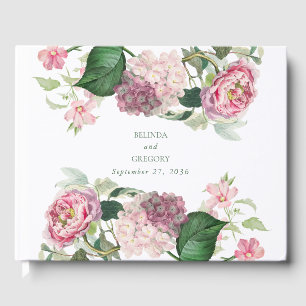 Livre D'or Aquarelle romantique Fleurs roses Mariage de jardi