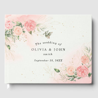 Livre D'or Aquarelle romantique rose Mariage rose Floral