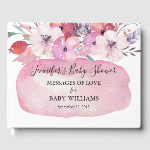 Livre D'or Aquarelle rose Baby shower tribal floral