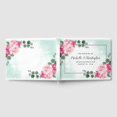 Livre D'or Aquarelle rose et argent Mariage floral (Complet)