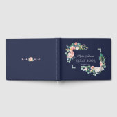Livre D'or Aquarelle rose Fleurs blanches Mariage cadre vert (Complet)