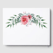 Livre D'or Aquarelle Rose Rose Vert Mariage de feuillage (Verso)