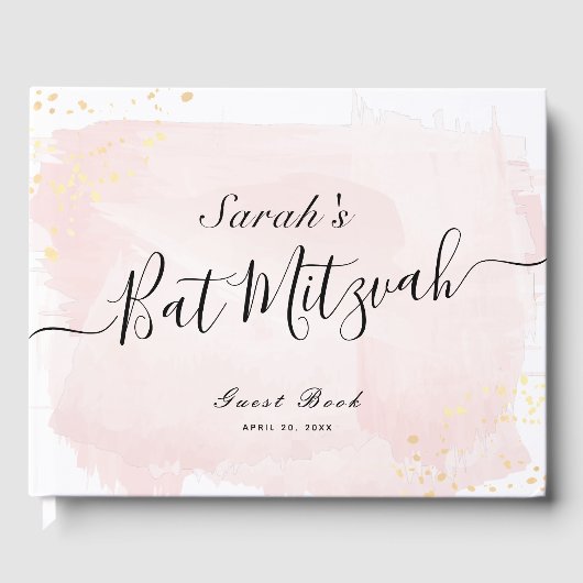 Livre D'or Aquarelle rose x Bat mitzvah or (Recto)