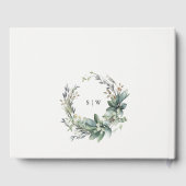 Livre D'or Aquarelle rustique Mariage de serrure vert feuilla (Verso)