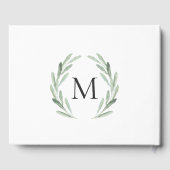 Livre D'or Aquarelle rustique Vert couronne Mariage simple (Verso)