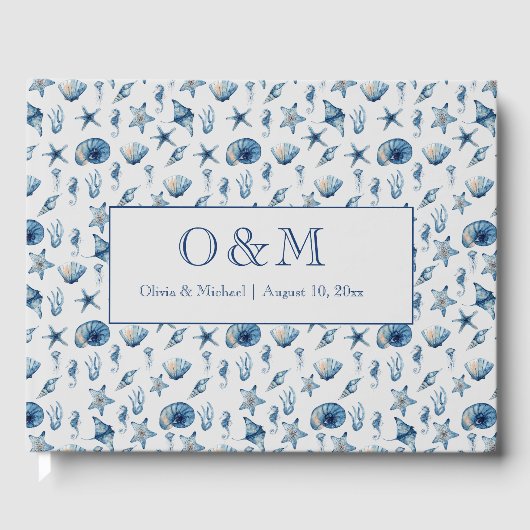 Livre D'or Aquarelle sous le Motif de mer (Recto)