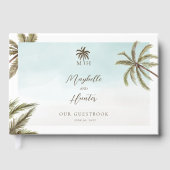 Livre D'or Aquarelle tropicale Palmiers Mariage Monogramme (Recto)