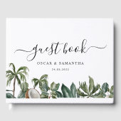 Livre D'or Aquarelle tropicale tendance Feuilles verts (Recto)