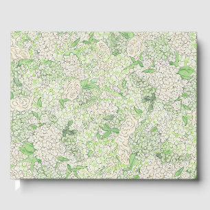 Livre D'or Aquarelle Vert et Blanc Hydrangea Crest