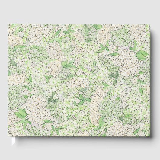 Livre D'or Aquarelle Vert et Blanc Hydrangea Crest (Recto)