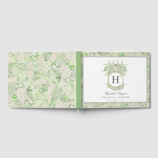 Livre D'or Aquarelle Vert et Blanc Hydrangea Crest (Complet)