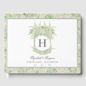 Livre D'or Aquarelle Vert et Blanc Hydrangea Crest (Recto)