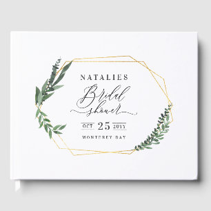 Livre D'or aquarelle verte florale élégante vin de mariage