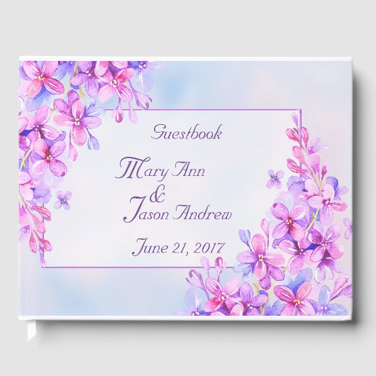 Livre D'or Aquarelle violet Lilac Flower Gubook (Recto)