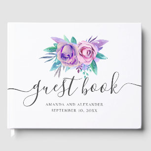 Livre D'or Aquarelle violet rose mariage