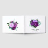 Livre D'or Aquarelle violette et verte Mariage Floral (Complet)