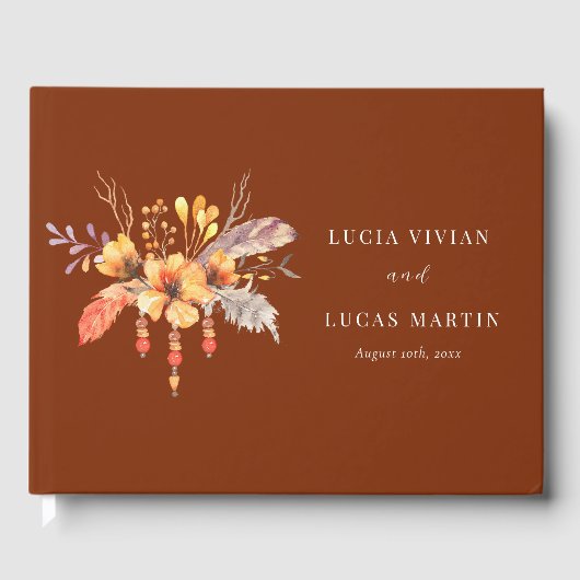 Livre D'or Aquarelle Wild Floral Terracotta Mariage (Recto)