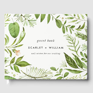 Livre D'or Aquarelle Wild Green Foliage Mariage de couronne