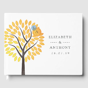 Livre D'or Arbre aquarelle gouttes d'eau monogramme mariage